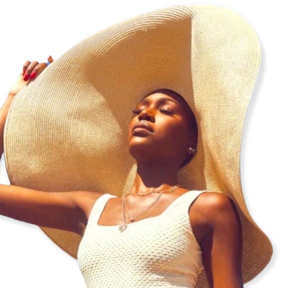 Wild Time Fashion Accessories - Natural Beige Extra Wide Brim Adjustable Portable Summer Straw Sun Hat - NEW